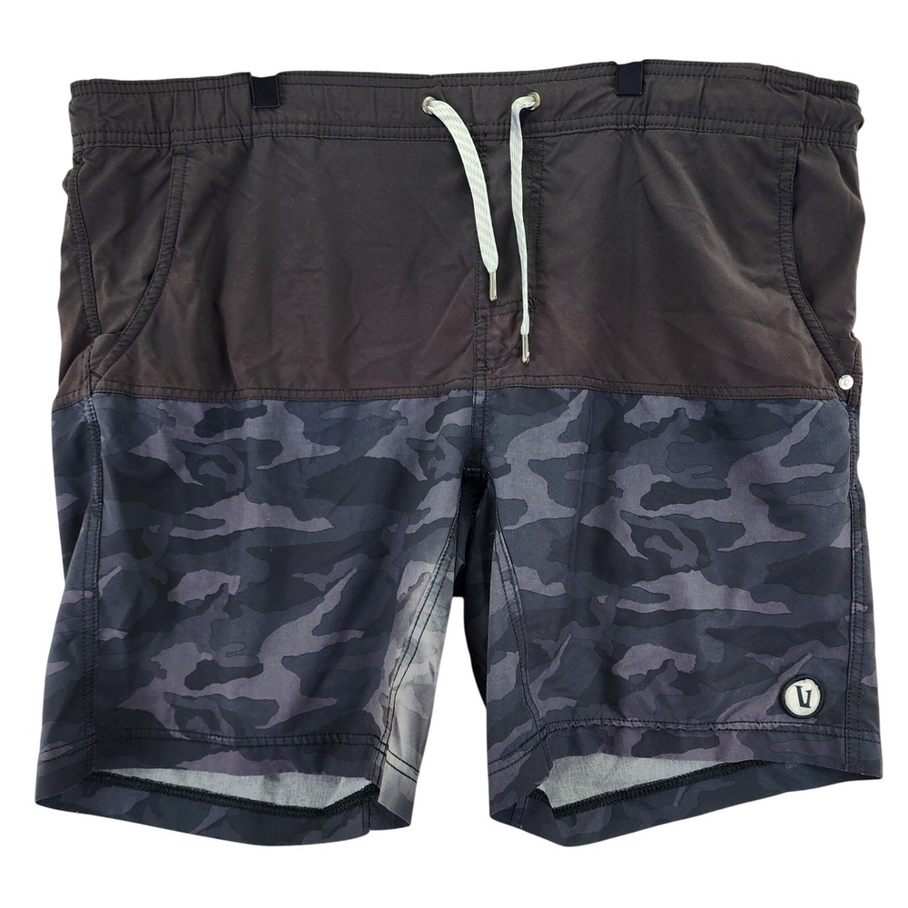 Vuori Men's Colorblock Camo Swim Trunks Board Shorts Size L‎ Drawstrings
